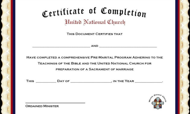Premarital Counseling Certificate Of Completion Template With Premarital Counseling Certificate Of Completion Template