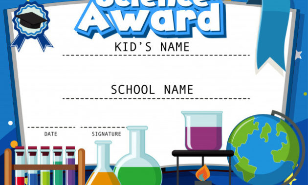 Premium Vector Certificate Template For Science Award Inside Science Achievement Certificate Template Ideas