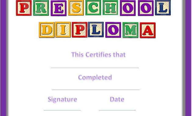 Preschool Certificates With Printable First Day Of School Certificate Templates Free