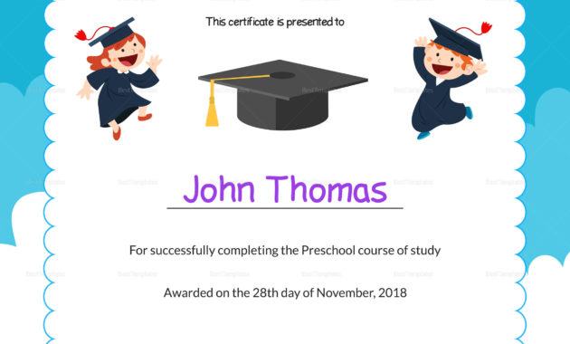 Preschool Diploma Graduation Certificate Design Template Pertaining To Preschool Graduation Certificate Free Printable