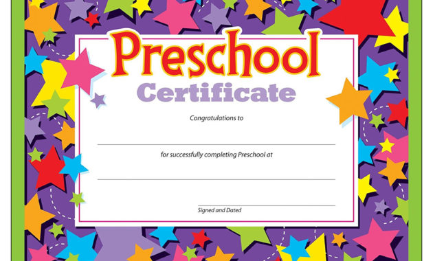 Preschool Graduation Certificate 30 Count Ctt Graphics Throughout Pre K Diploma Certificate Editable Templates