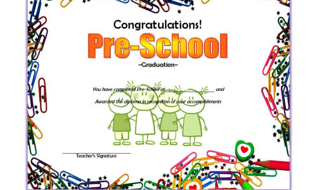 Preschool Graduation Certificate Free Printable 10 Designs Intended For Preschool Graduation Certificate Free Printable