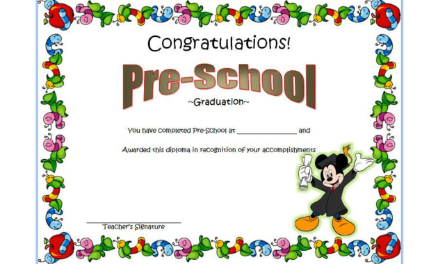 Preschool Graduation Certificate Free Printable 10 Designs Regarding Free Graduation Certificate Template Word