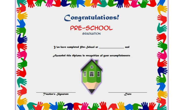 Preschool Graduation Certificate Free Printable 10 Designs With Regard To Printable Kindergarten Graduation Certificate Printable