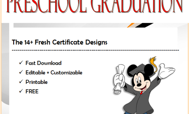 Preschool Graduation Certificate Printables Freetwo Intended For Worlds Best Boss Certificate Templates Free