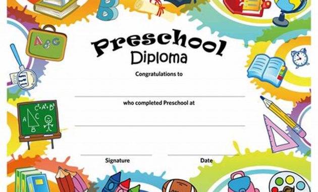 Preschool Graduation Certificate Template Free Best For Preschool Graduation Certificate Template Free