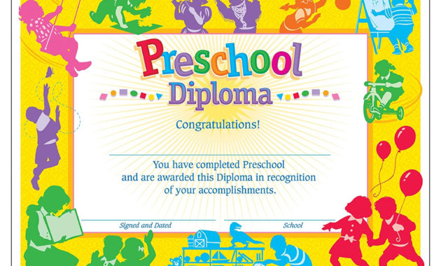 Preschool Graduation Diploma 30 Count Ctt Graphics Within Quality Daycare Diploma Certificate Templates