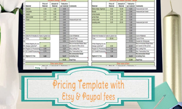 Pricing Template For Etsy Sellers Excel Spreadsheet With Regard To Etsy Business Plan Template
