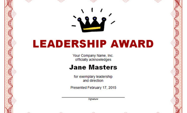 Printable Award Certificate Templates Sampleprintable Throughout Leadership Award Certificate Template