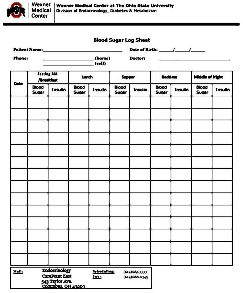 Printable Blood Sugar Log Template Mous Syusa Pertaining To Glucose Monitoring Log Template