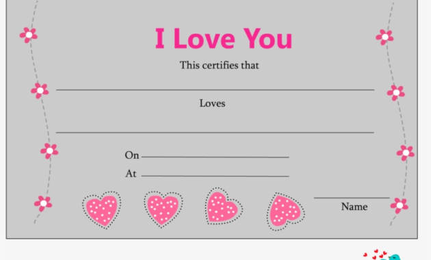 Printable Certificate Template Blank Love Letter Template Pertaining To Love Certificate Templates