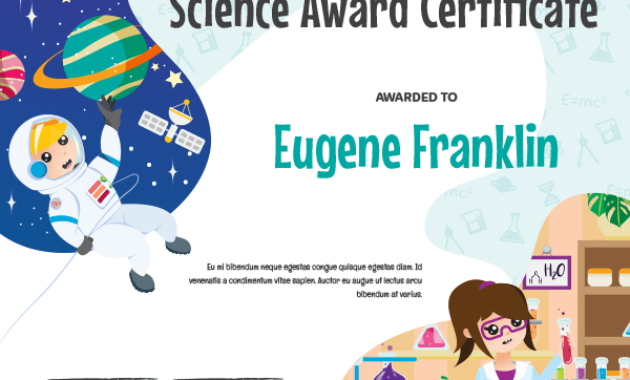 Printable Elementary Science Award Certificate Template With Regard To Quality Science Award Certificate Templates