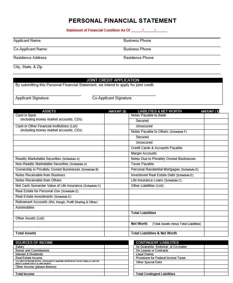 Printable Financial Statements Template Business Psd With Financial Statement Template For Small Business