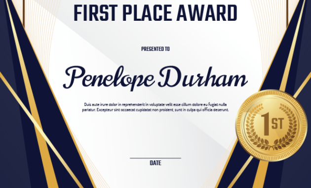 Printable First Place Medal Award Certificate Template Inside Free Honor Award Certificate Templates