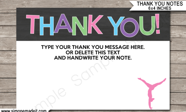 Printable Gymnastics Party Thank You Note Cards Inside Zoo Gift Certificate Templates Free Download