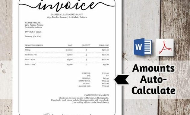 Printable Invoice Template No Color Ink Word Pdf Download Within Etsy Business Plan Template