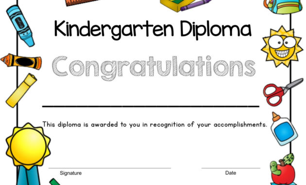Printable Kindergarten Diploma Kindergarten Graduation Etsy With Regard To 10 Kindergarten Graduation Certificates To Print Free