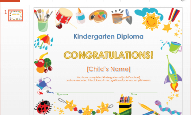 Printable Kindergarten Diploma Template For Powerpoint In Printable Editable Pre K Graduation Certificates