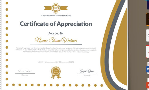 Printable Of Appreciation Certificate Template 104729 Regarding Certificate Of Appreciation Template Doc