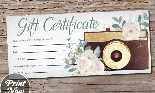Printable Photography Gift Certificate Template Photo In Photography Session Gift Certificate