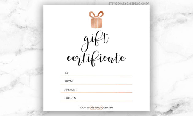 Printable Rose Gold Gift Certificate Template Editable Etsy For Quality Kids Gift Certificate Template