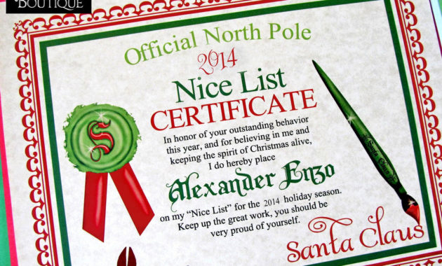 Printable Santa'S Nice List Certificatediy Santa Intended For Santas Nice List Certificate Template Free