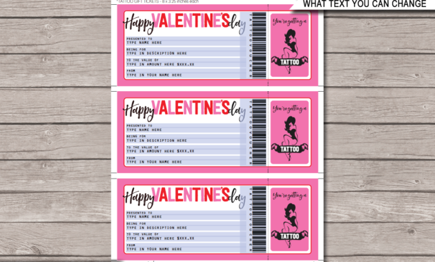 Printable Valentine'S Day Tattoo Gift Voucher Template Pertaining To Best Valentine Gift Certificate Template