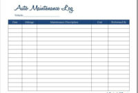 Printable Vehicle Maintenance Log Sheet Shop Fresh Intended For Best Heavy Equipment Maintenance Log Template