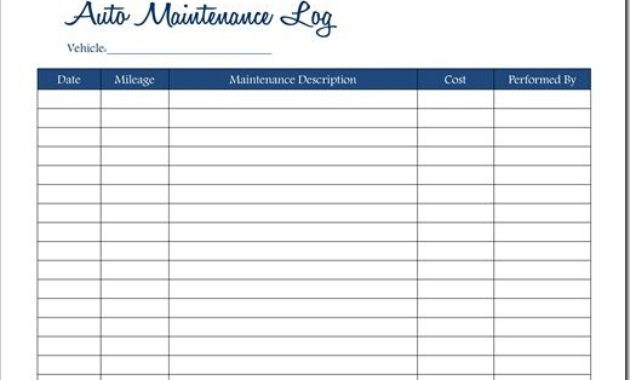Printable Vehicle Maintenance Log Sheet Shop Fresh Intended For Best Heavy Equipment Maintenance Log Template