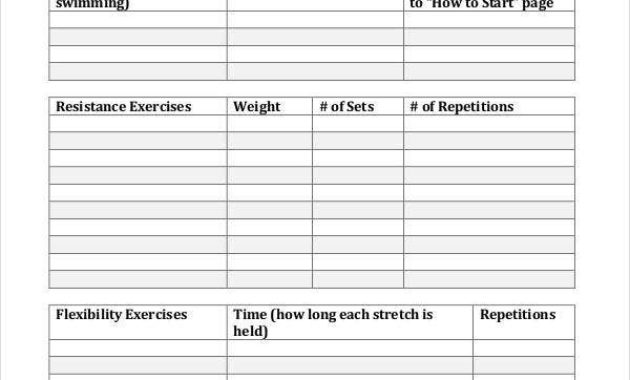 Printable Workout Log 8 Free Pdf Documents Download Intended For Amazing Weekly Work Log Sheet Template