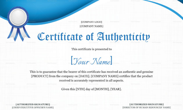 Product Authenticity Certificate Design Template In Psd Word Regarding Free Certificate Of Authenticity Template