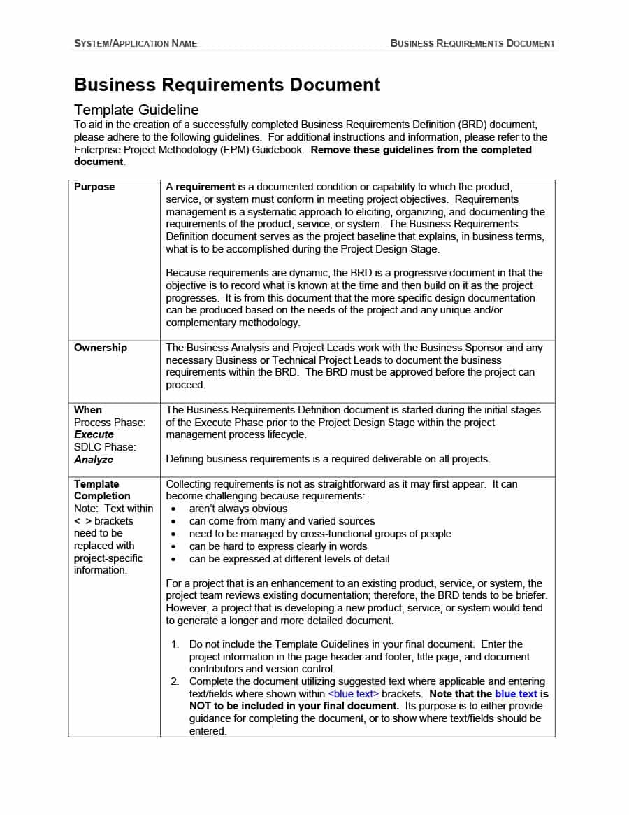 Product Requirements Document Template Word Best Sample Regarding Business Requirements Document Template Word