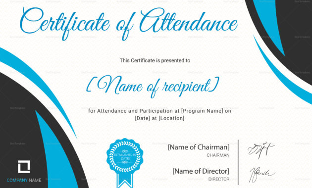 Program Attendance Certificate Design Template In Psd Word Inside Attendance Certificate Template Word