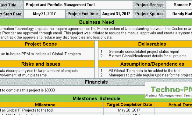 Project Charter Template Ppt Download Project Management Throughout Business Charter Template Sample