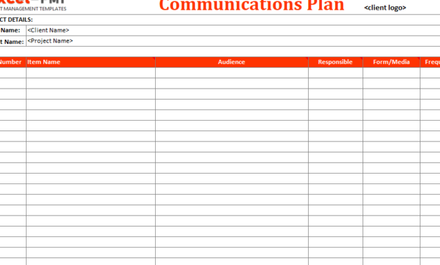 Project Communication Plan Template Project Management For New Business Project Plan Template