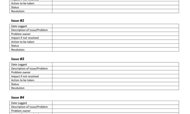 Project Issue Log Template In Word And Pdf Formats With Best Project Management Issues Log Template