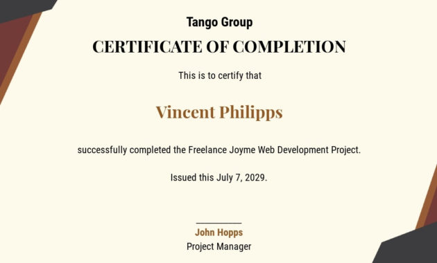Project Work Completion Certificate Word Intended For Amazing Certificate Template For Project Completion