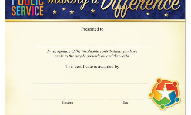 Public Service Making A Difference Foilstamped For Best Promotion Certificate Template