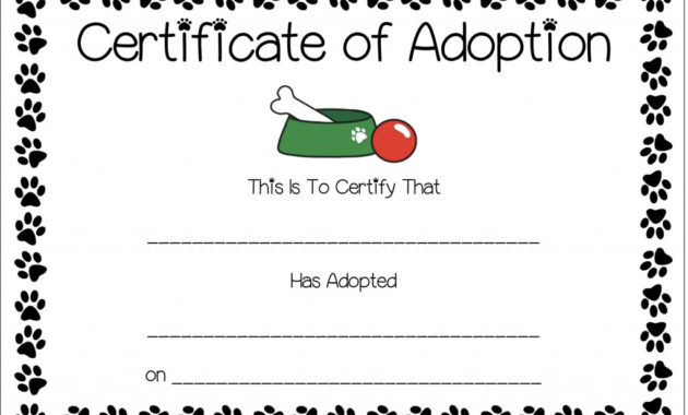 Puppy Adoption Certificate Templates With Regard To Pet Adoption Certificate Template