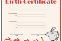 Rabbit Birth Certificate Printable Certificate Pertaining To Cute Birth Certificate Template