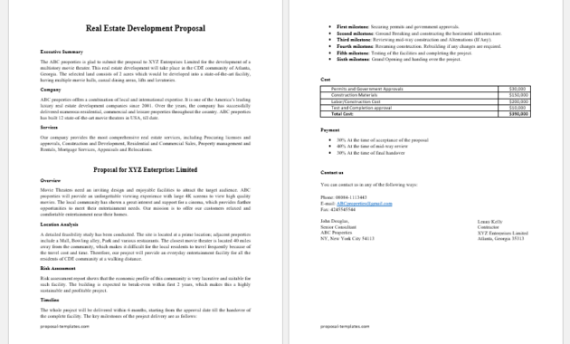 Real Estate Development Proposal Template For Word Throughout Printable Real Estate Proposal Template