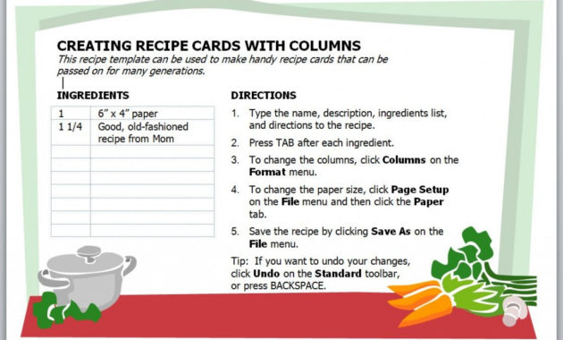 Recipe Card Template Recipe Card Template For Word For Word 2013 Business Card Template