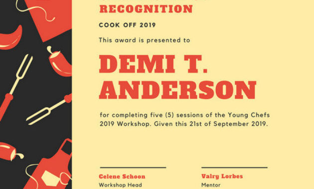 Recognition Certificate Templates Canva Inside Cooking Competition Certificate Templates