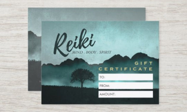 Reiki Master Yoga Instructor Gift Certificate Card Regarding Yoga Gift Certificate Template Free