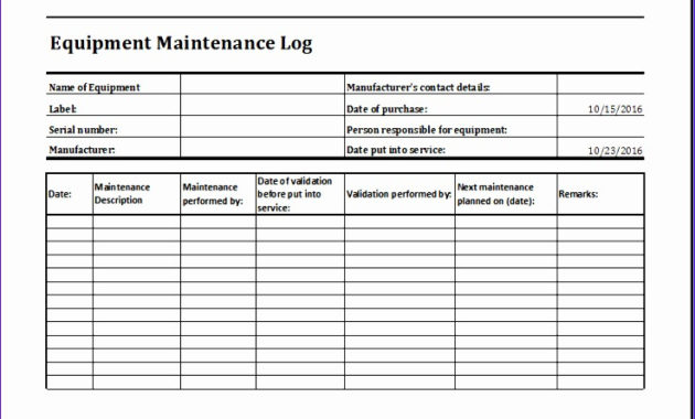 Rental Vehicle Log Book 6Pfkd Unique Equipment Maintenance With Vehicle Service Log Book Template