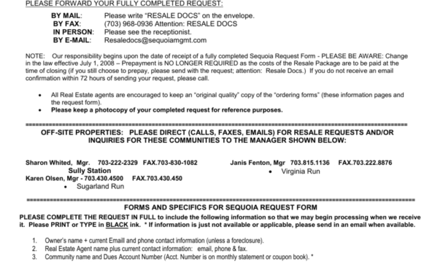 Resale Document Request Form Centreville Community In Best Resale Certificate Request Letter Template