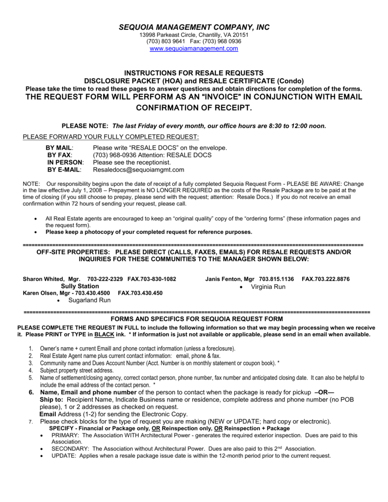 Resale Document Request Form Centreville Community In Best Resale Certificate Request Letter Template