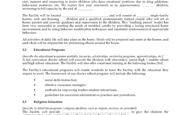 Residential Foster Home Business Plan Legal Forms And With Australian Government Business Plan Template