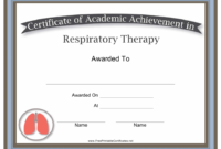 Respiratory Therapy Academic Achievement Certificate Regarding Academic Achievement Certificate Template