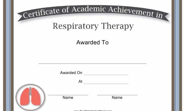 Respiratory Therapy Academic Achievement Certificate Regarding Academic Achievement Certificate Template